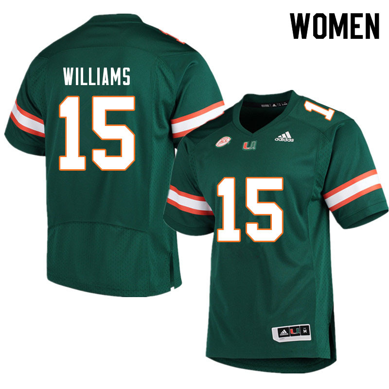 Women #15 Avantae Williams Miami Hurricanes College Football Jerseys Sale-Green